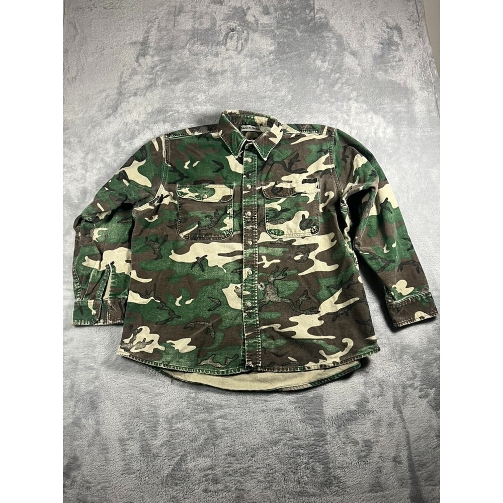 Vintage Gander Mountain Duck Hunting Camo Button Up Shirt Made in USA - XL
